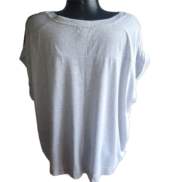 Attitude Black and Grey Palm Print Short Sleeve Top 3X - Picture 5 of 6